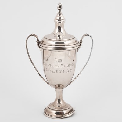 Lot 84 - A silver trophy cup and cover