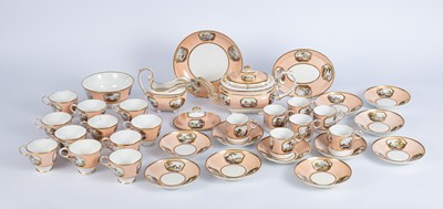 Lot 752 - A Derby pale pink ground part tea-service