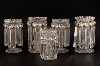 Lot 841 - Two pairs of Victorian cut glass lustres
