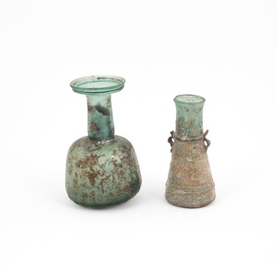 Lot 315 - Two Roman blue/green glass flasks