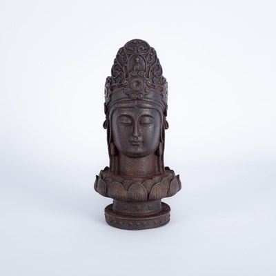 Lot 627 - A cast iron head of Guanyin