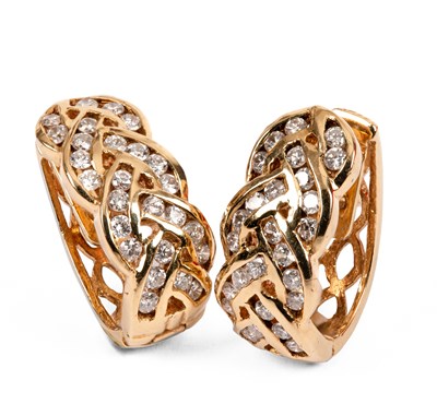 Lot 220 - A pair of 18ct gold and diamond earrings
