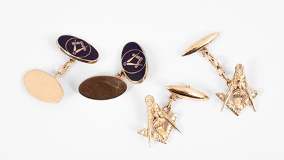 Lot 245 - Masonic Interest, a pair of gold cufflinks