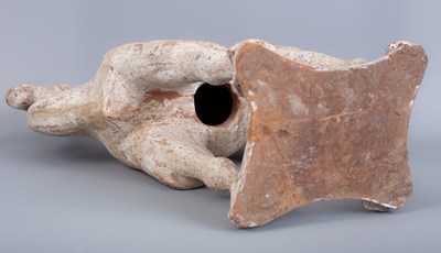 Lot 243 - A Chinese Tang Dynasty (618-907AD) Bactrian pottery camel