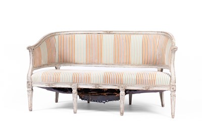 Lot 877 - A Scandinavian Louis XVI style carved and painted eight-leg sofa