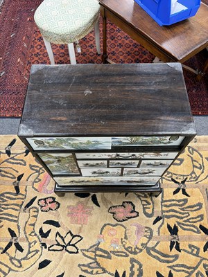 Lot 280 - A small Chinese export calamander framed chest on stand
