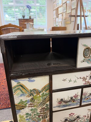 Lot 280 - A small Chinese export calamander framed chest on stand