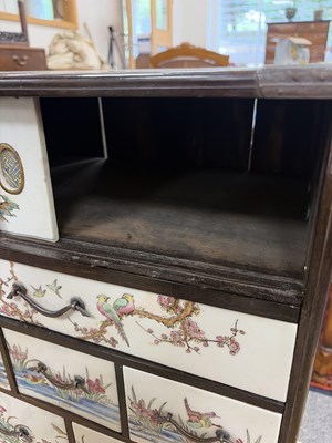 Lot 280 - A small Chinese export calamander framed chest on stand