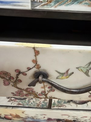 Lot 280 - A small Chinese export calamander framed chest on stand