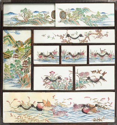 Lot 280 - A small Chinese export calamander framed chest on stand
