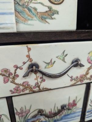 Lot 280 - A small Chinese export calamander framed chest on stand