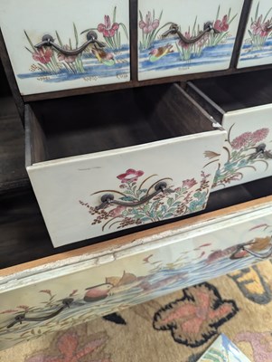 Lot 280 - A small Chinese export calamander framed chest on stand