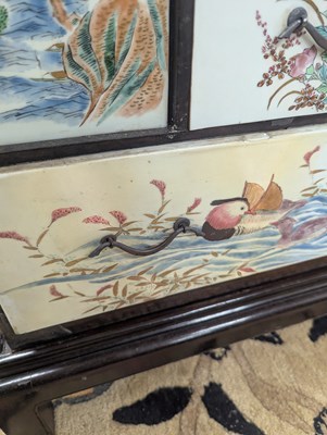Lot 280 - A small Chinese export calamander framed chest on stand