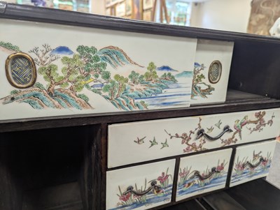Lot 280 - A small Chinese export calamander framed chest on stand