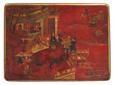 Lot 367 - A Louis XVI style red chinoiserie painted occasional table