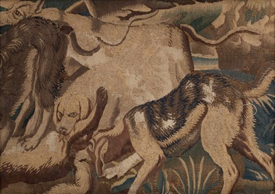 Lot 649 - A tapestry fragment