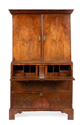 Lot 377 - An 18th Century walnut veneered secretaire cabinet