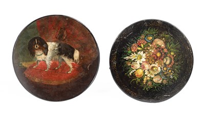 Lot 378 - Two 19th Century painted slate-top tripod tables