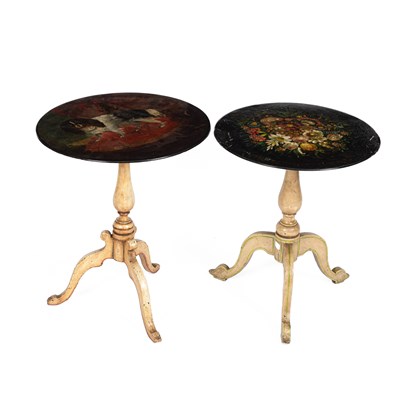 Lot 378 - Two 19th Century painted slate-top tripod tables