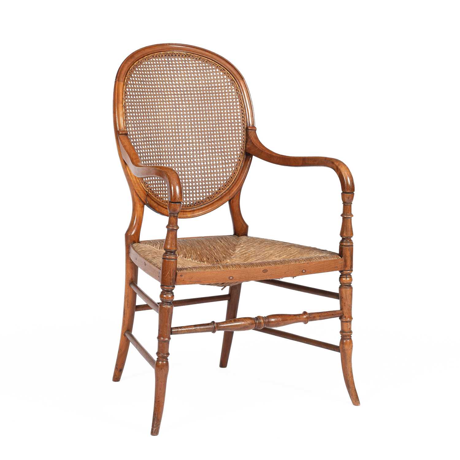 Lot 379 - A Victorian walnut open armchair