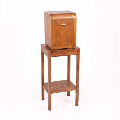 Lot 325 - An Art Deco walnut cutlery cabinet on stand