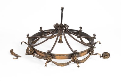 Lot 361 - A large patinated brass ceiling light