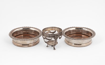 Lot 132 - A pair of silver plated wine coasters