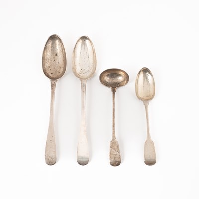 Lot 80 - A Scottish provincial silver spoon and toddy ladle