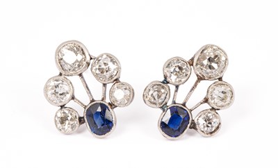 Lot 153 - A pair of early 20th Century sapphire and diamond earrings