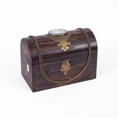 Lot 341 - A Victorian coromandel and brass domed correspondence box