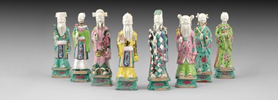 Lot 284 - Eight Chinese famille rose Daoist immortals