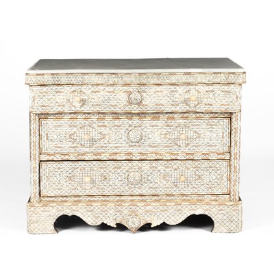 Lot 850 - A Syrian style mother-of-pearl inlaid chest of drawers