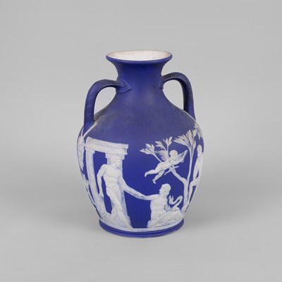 Lot 287 - A Wedgwood blue jasperware copy of the Portland Vase