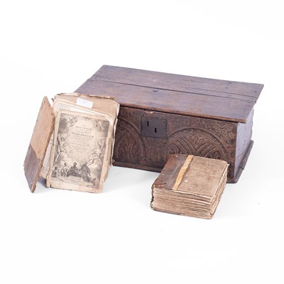 Lot 679 - Two 18th Century Bibles and an oak bible box