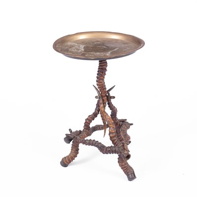 Lot 869 - A small brass occasional table on a tripod horn base