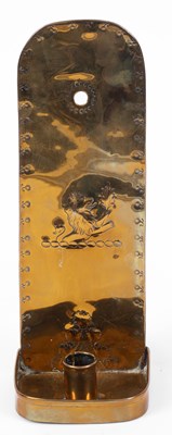 Lot 373 - A brass reflector candle holder