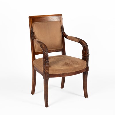 Lot 853 - An Empire style mahogany open armchair