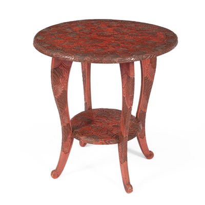 Lot 854 - An early 20th Century Japanese red lacquer occasional table