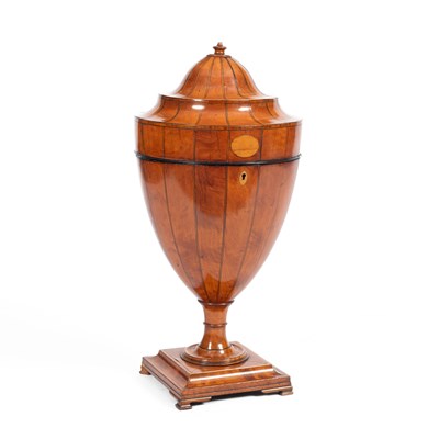 Lot 344 - A George III satinwood and boxwood strung cutlery urn