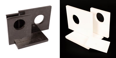Lot 340 - Two contemporary black and white marble sculptures