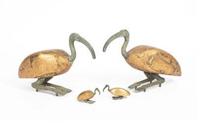 Lot 506 - Two pairs of patinated models of Ibis
