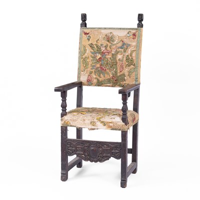 Lot 833 - A Spanish or Italian walnut high-back armchair