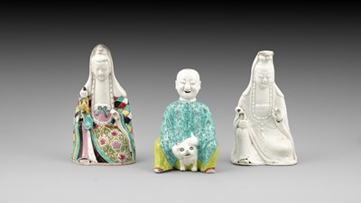 Lot 290 - A Chinese famille rose figure of seated Guanyin