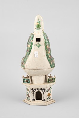 Lot 292 - A Chinese enamel on biscuit figure of Guanyin