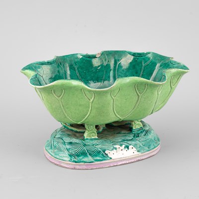 Lot 295 - A Chinese lead-glaze lotus leaf bowl