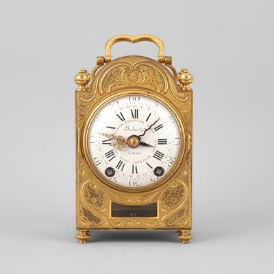 Lot 438 - A 19th Century ormolu and glazed striking travel clock