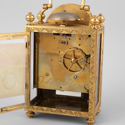 Lot 438 - A 19th Century ormolu and glazed striking travel clock