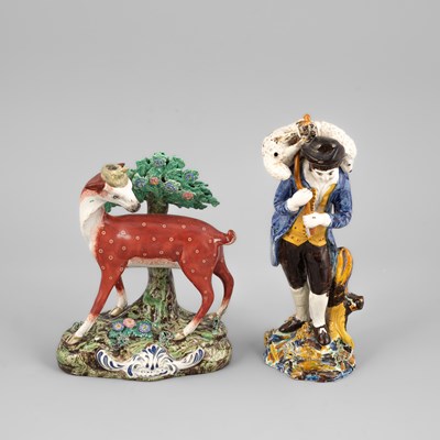 Lot 321 - A pearlware figure of a shepherd