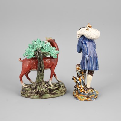 Lot 321 - A pearlware figure of a shepherd