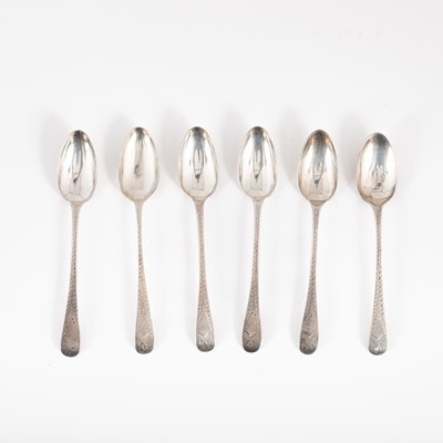 Lot 151 - A matched set of six George III silver teaspoons